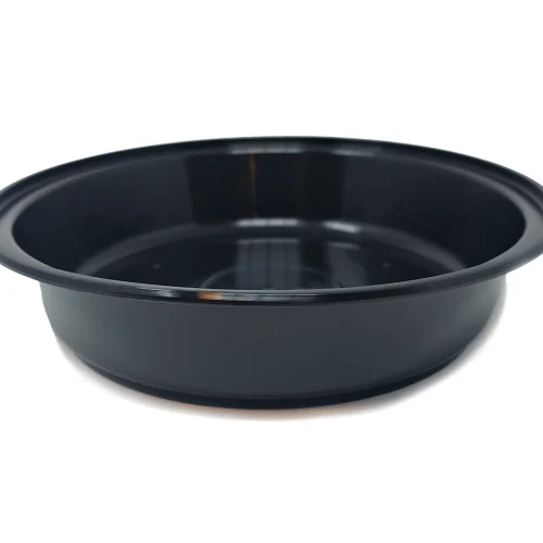 1200ml round black microwaveable bowl for food packaging