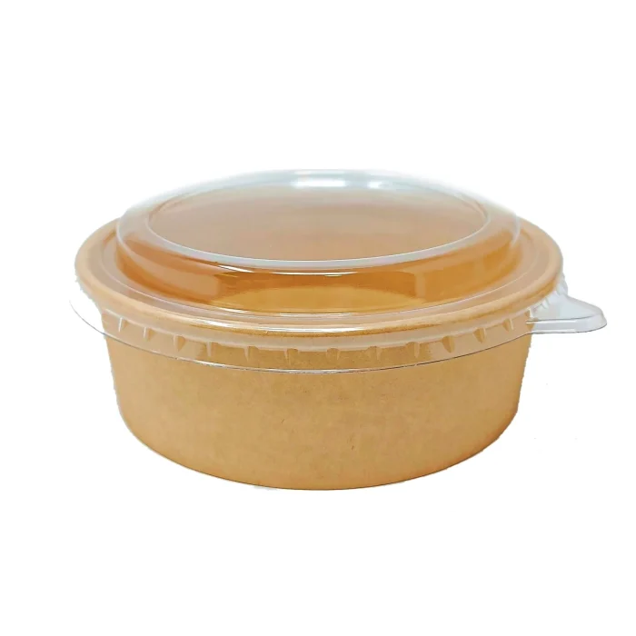 PET plastic lids for our 1300-1500ml Kraft bowls, ensuring secure closure and freshness for your food items