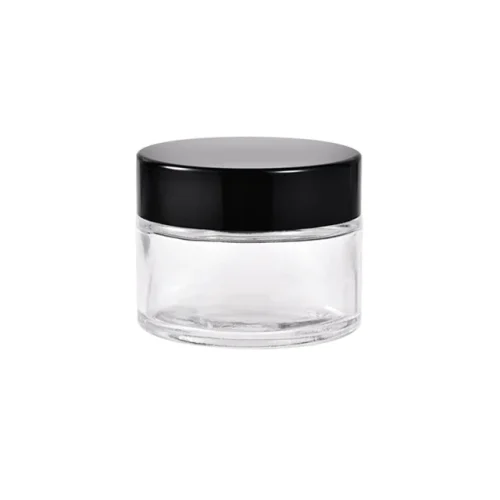 15ml transparent glass jar with sealing disc and black lid