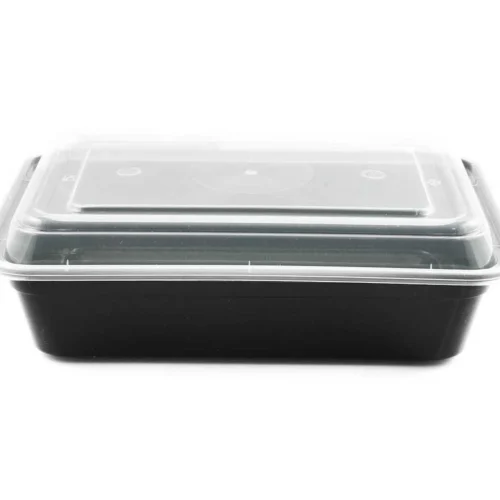 28oz black rectangular plastic lunch prep containers with lids