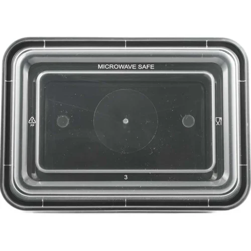 A set of 150 rectangular meal prep container with clear lid