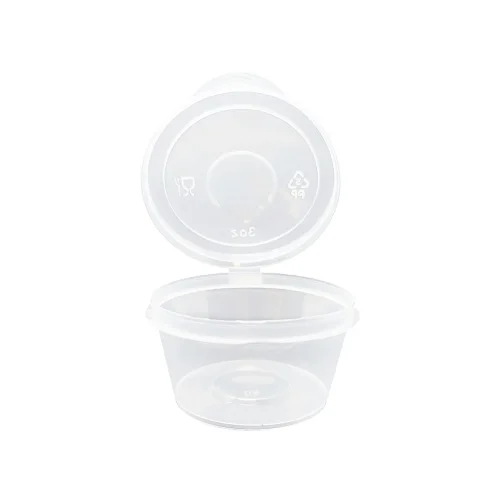 3oz portion cups with hinged lids and sturdy construction for food storage