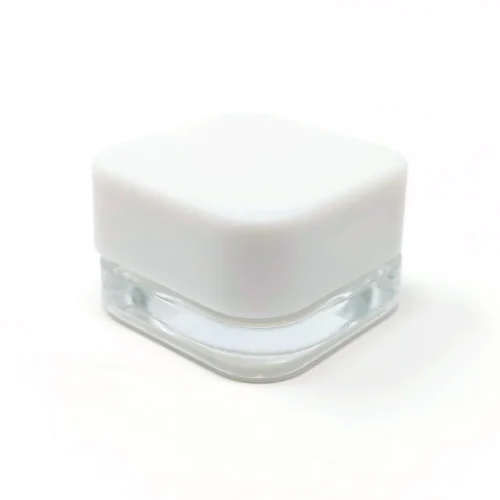 Reusable cube glass jar 5ml with white lid