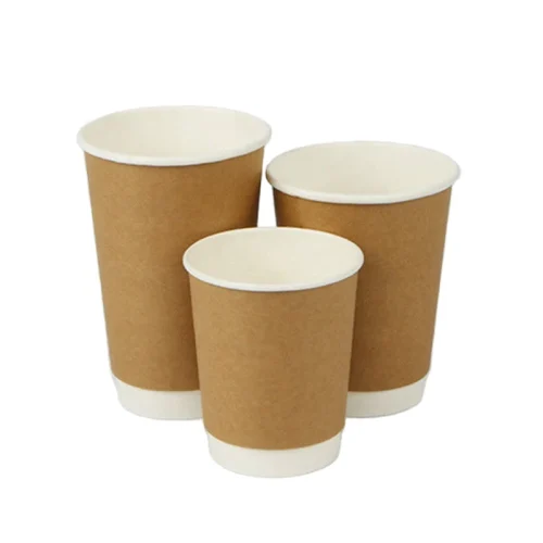 Sustainable 8oz Kraft cups double wall with rolled rim for rigidity
