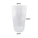 90mm Clear Milk Tea Cups. Perfect for medium-sized beverages, these clear cups are ideal for showcasing your drinks, from milk tea to iced coffees.