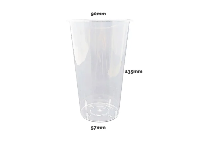 500 count of clear plastic cups, each measuring 90mm in diameter and 135mm in height, with a capacity of 500ml