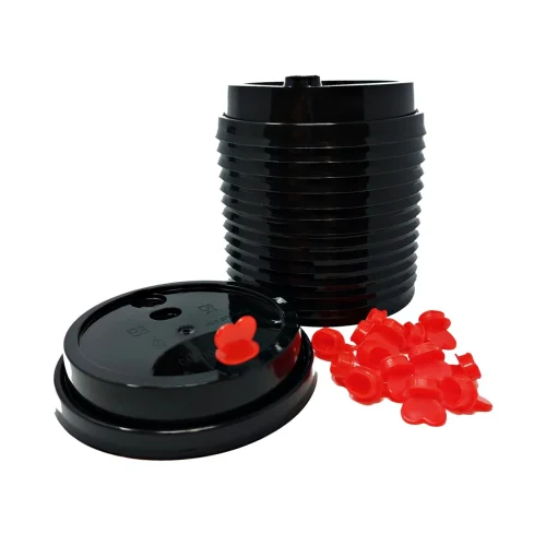 Black PET plastic lids with Stoppers for clear cups