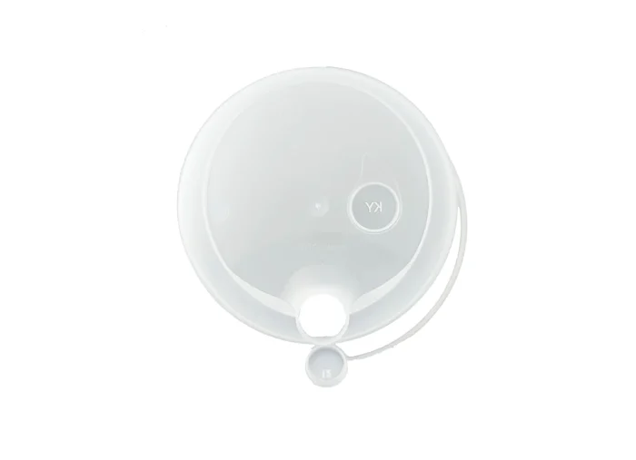 90mm clear recyclable plastic lids with attached stoppers