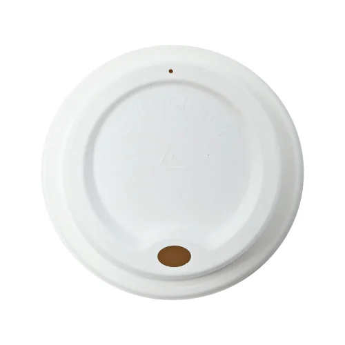 Compostable lid designed with a unique drinking hole