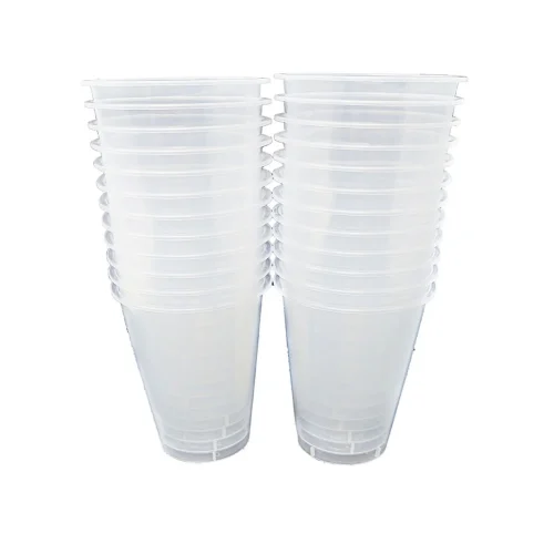 A bulk pack of 500 clear 500ml cups designed for serving milk tea