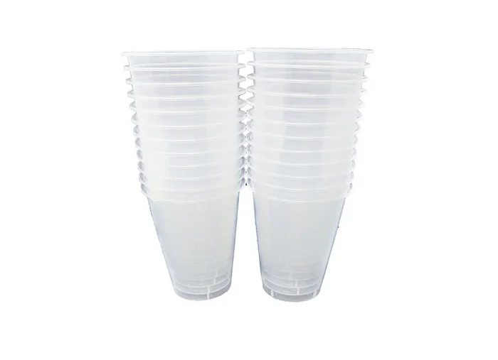A bulk pack of 500 clear 500ml cups designed for serving milk tea