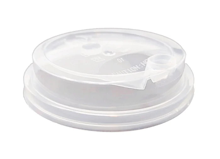 Clear 95mm PET plastic lids with stoppers for clear cups