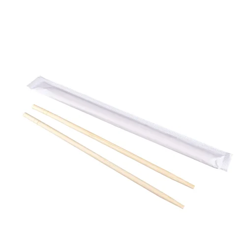 Bamboo chopsticks conveniently packaged in a paper sleeve for sustainable dining
