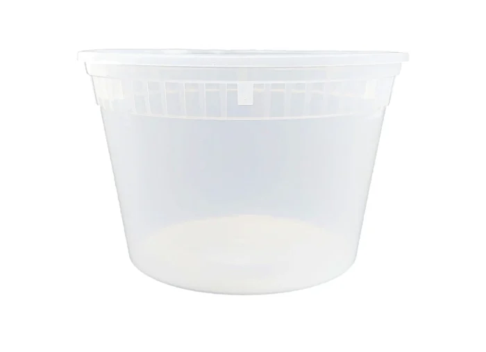 Pack of 240 plastic deli containers with 16oz capacity and clear lids