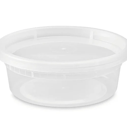 Round clear 8oz deli container with clear lid