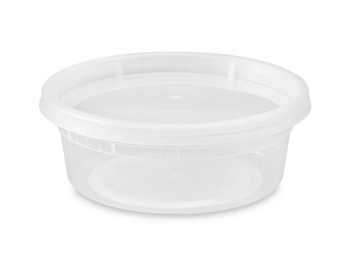 Round clear 8oz deli container with clear lid