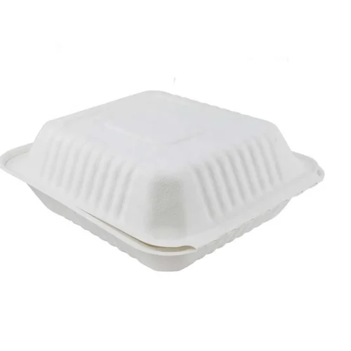Medium compostable hinged container for food packaging