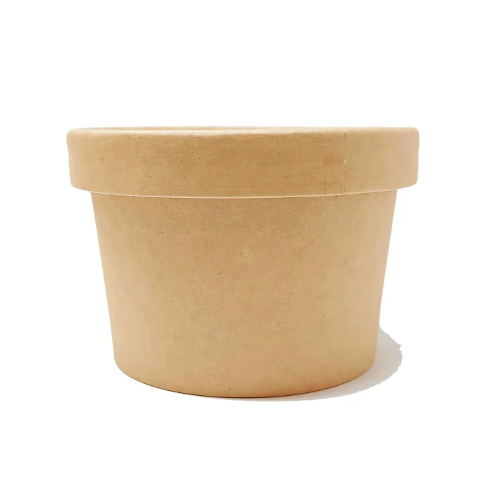 Brown disposable bowls with lids for convenient meals on-the-go