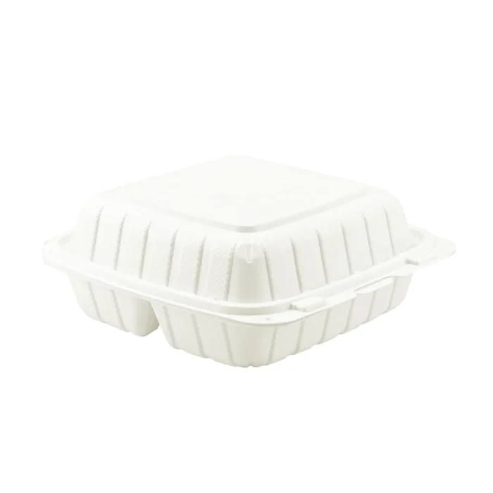 Plastic hinged containers 9x9x3 with 3 compartments