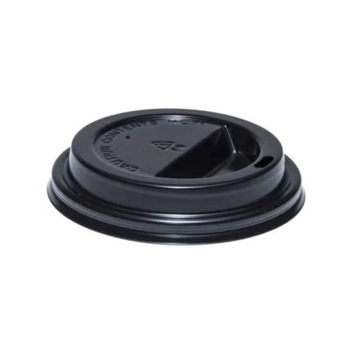 Premium 8oz cup lids in black with tab for easy sipping