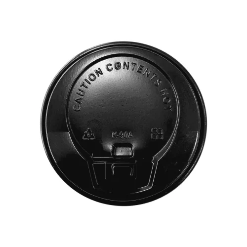 Hot cup black lids, 90mm with tab, suitable for beverages up to 205 degrees