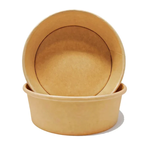 Brown Kraft paper bowl 500ml for serving soups and salads