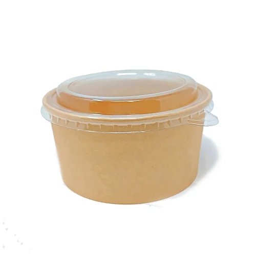 750ml Kraft paper bowl with lid for serving soups, salads, and more, ensuring freshness and convenience