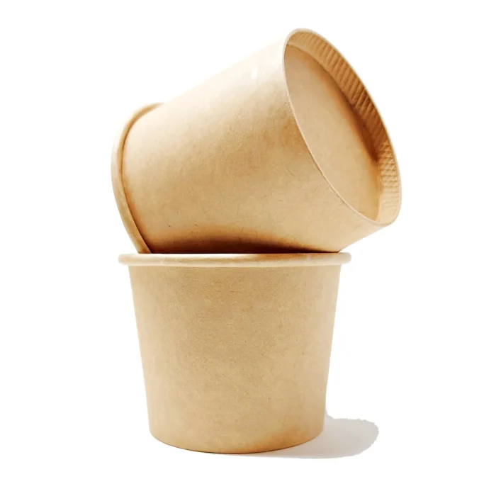 Brown Kraft portion cup with diameter 61.5 mm and height 65 mm