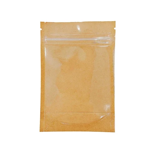 Kraft resealable plastic bag in brown for packaging