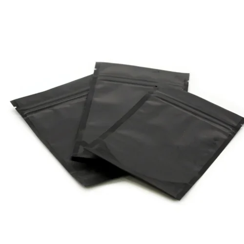 Matte black premium Mylar bags with seal to lock in freshness