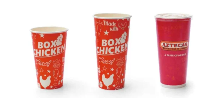 Customizable paper soda cups available in various sizes.