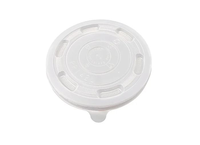 Durable plastic soup bowl lids D142 with small vent holes to release steam
