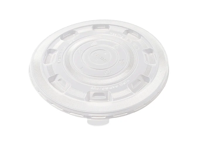 Plastic soup bowl lids D179 with a small central vent hole