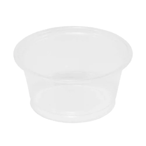 Round 2oz plastic portion cups for serving small quantities of food items