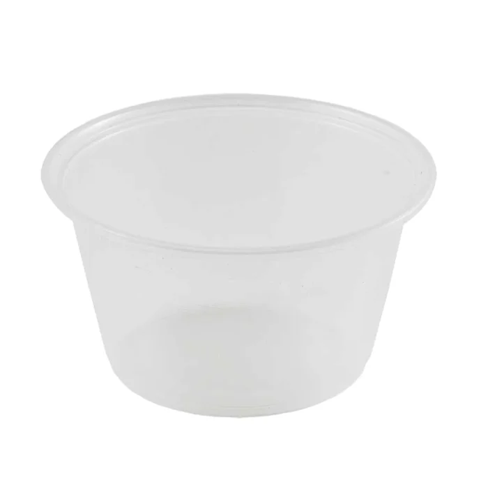 4oz portion cups made of clear plastic, allowing visibility of the contents inside