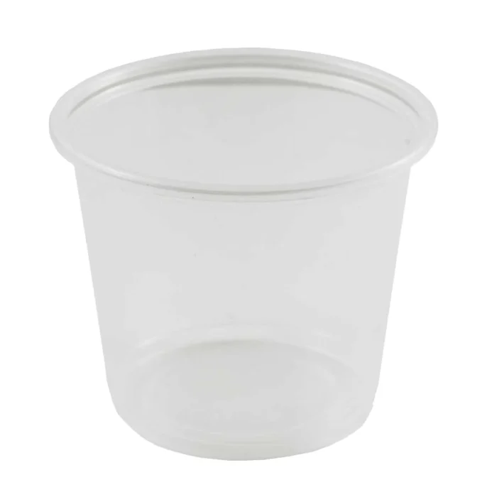 Sturdy plastic portion cups 5.5oz, convenient for storage and transport