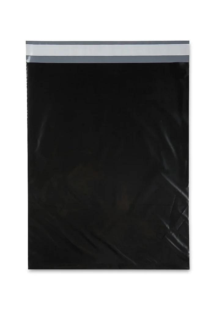 Black poly mailer made of durable polypropylene material
