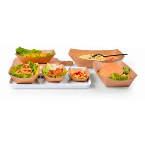 Brown paper trays for food