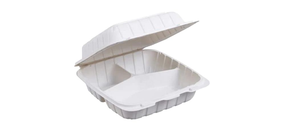 Plastic-hinged containers are the model of convenience for restaurants and consumers.