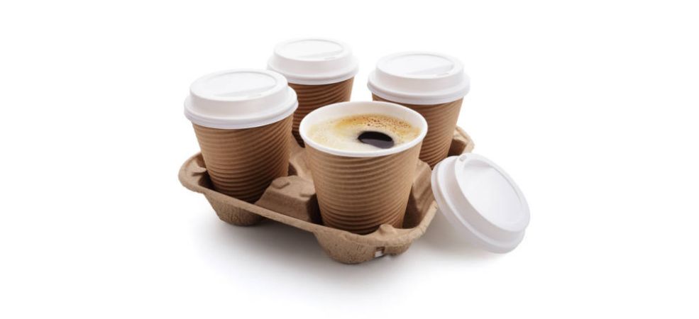 Use 8 oz compostable cups for beverages alongside disposable food bowls for soups and salads.