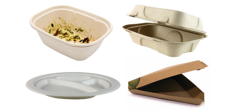 Compostable take out boxes are made from renewable materials, providing an environmentally friendly alternative. 